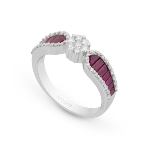 Anillo Diamantes Rubíes Love Female - Anillos de Rubí