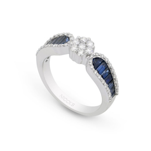 Anillo Diamantes Zafiros Love Female - Anillos de Zafiro