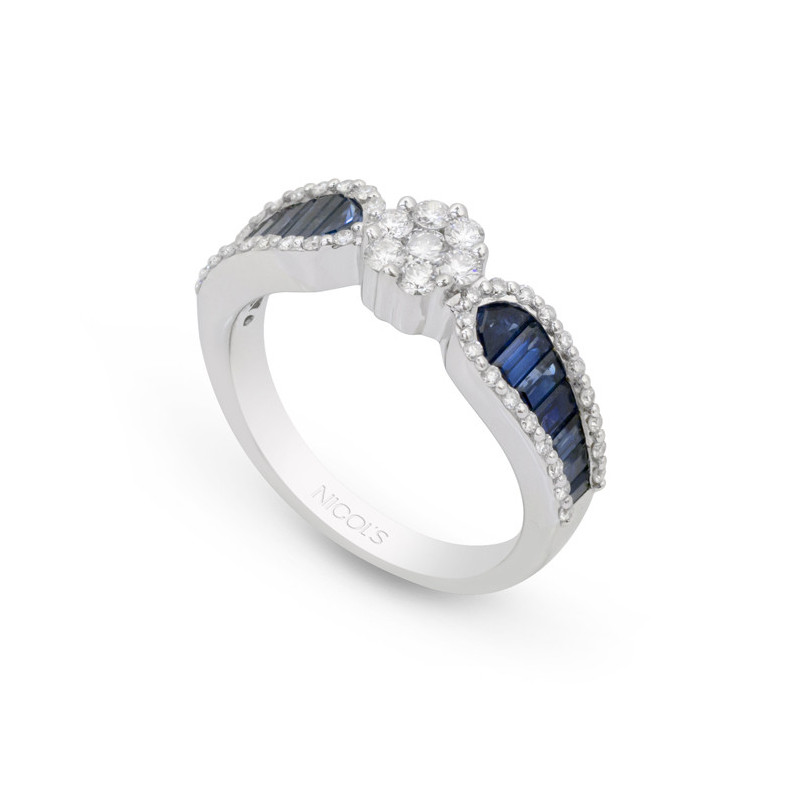 Anillo Diamantes Zafiros Love Female - Anillos de Zafiro