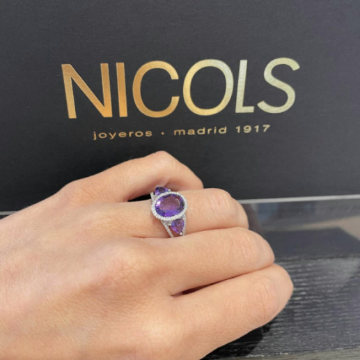Anillo Diamantes Amatistas Trapeze - anniversaire 2
