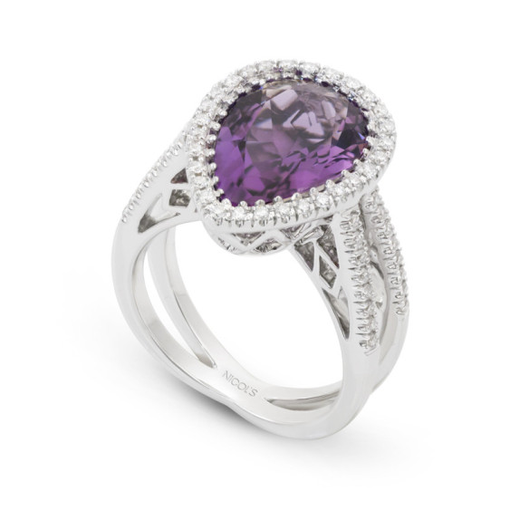 Anillo Diamantes Amatista Aires Del Este - diseños vintage