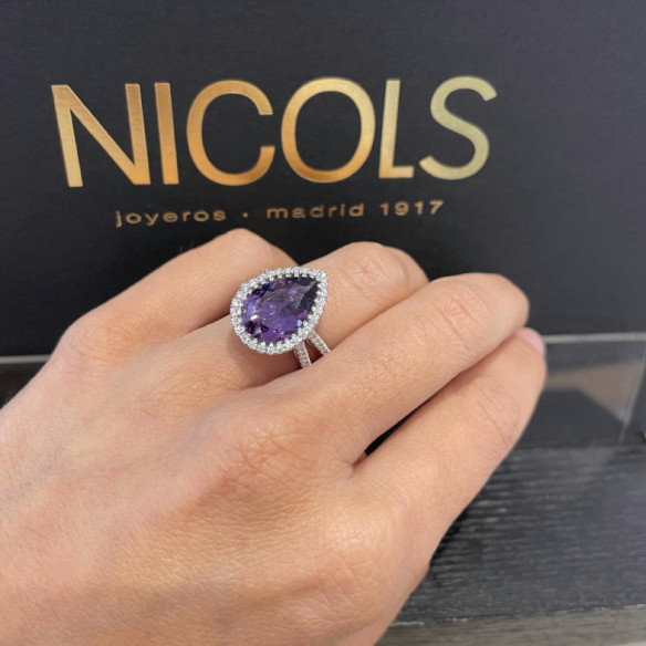 Anillo Diamantes Amatista Aires Del Este - diseños vintage