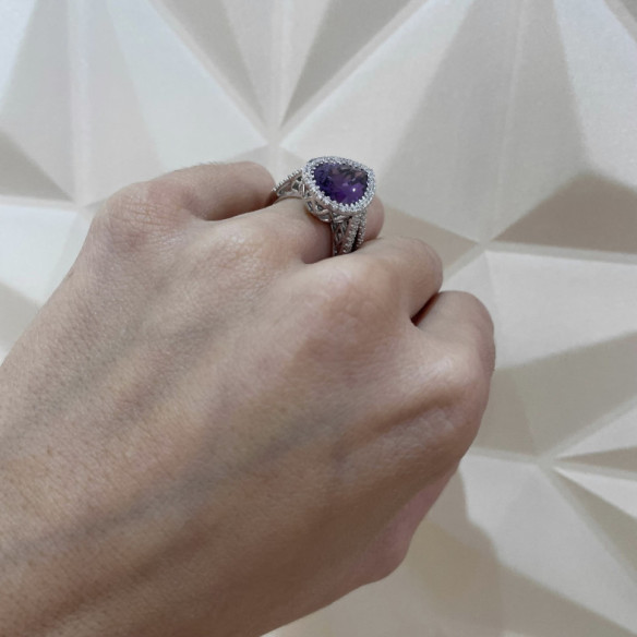 Anillo Diamantes Amatista Aires Del Este - diseños vintage