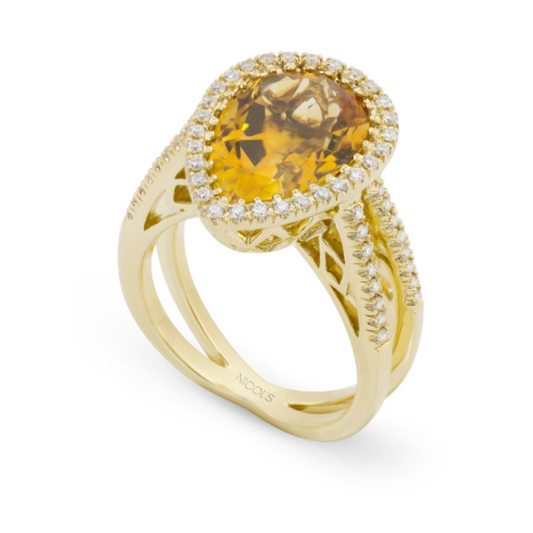 Anillo Diamantes Citrino Aires Del Este - diseños vintage