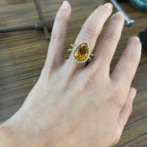 Anillo Diamantes Citrino Aires Del Este - diseños vintage 2