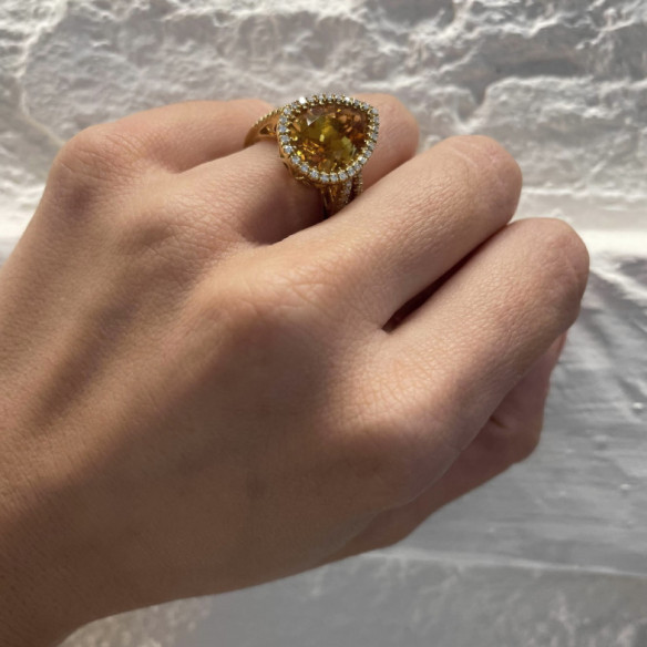Anillo Diamantes Citrino Aires Del Este - diseños vintage