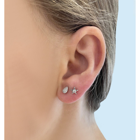 Pendientes Estrella Celebrity Oro Blanco - Baptême et premier bijou de communion