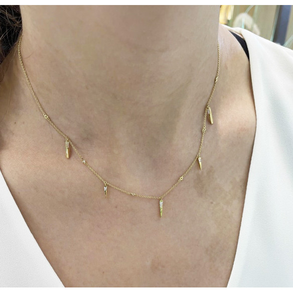 Goldhalskette mit Stacheln, Celebrity 108 - Diamant Halsketten