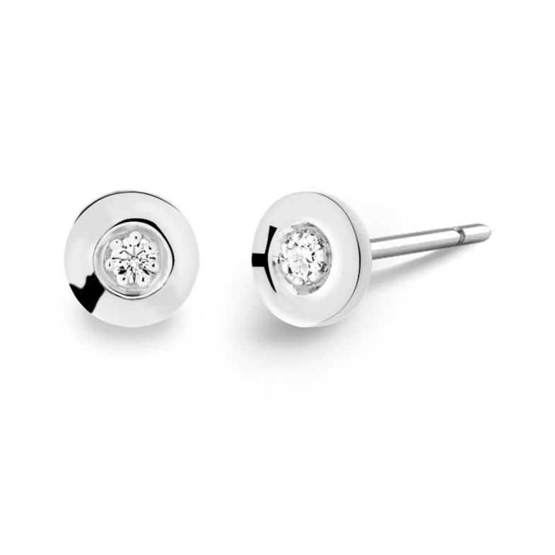 Ohrringe Diamanten Chaton Celebrity 0.08 Weißgold - Taufe & Erstkommunion Schmuck