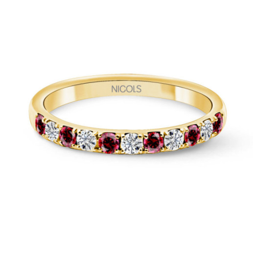Anillo Diamantes Rubís Azalea Oro Amarillo - Anillos de Rubí