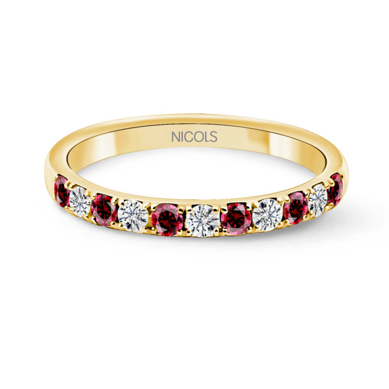 Anillo Diamantes Rubís Azalea Oro Amarillo - Bagues rubis