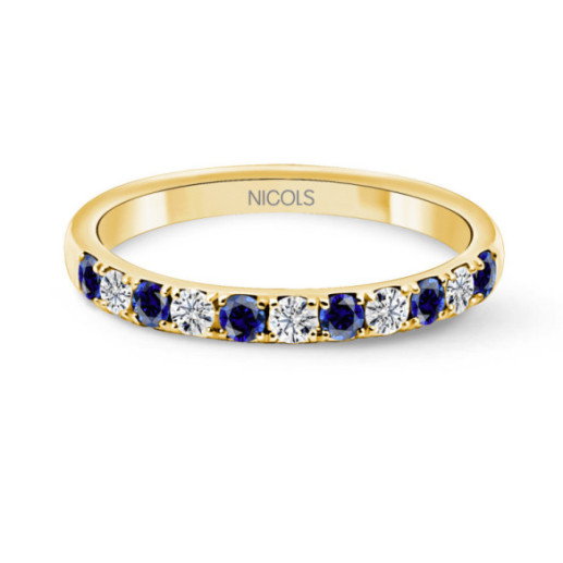 Anillo Diamantes Zafiros Azalea Oro Amarillo - Anéis de safira