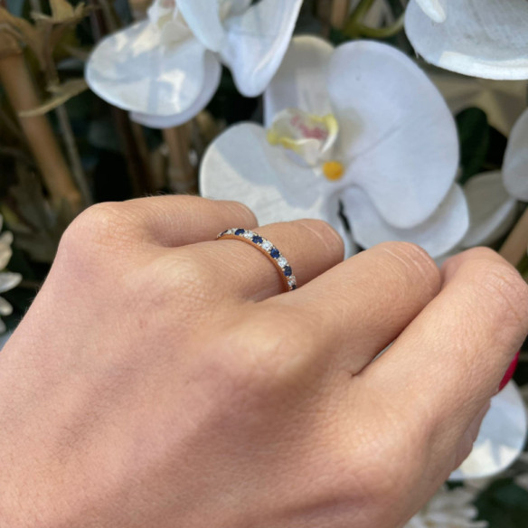 Anillo Diamantes Zafiro Azalea Oro Rosa - Bagues en saphir