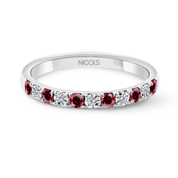 Anillo Diamantes Rubi Azalea Oro Blanco - Anelli di rubino