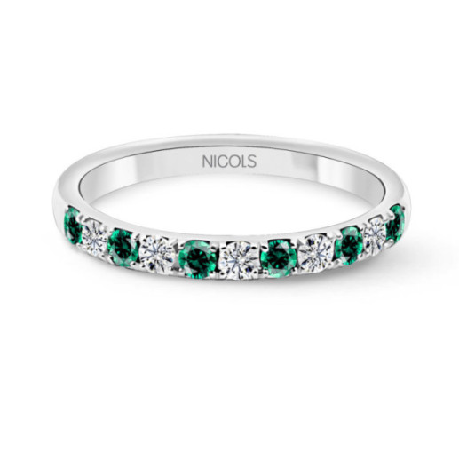 Emerald Azalea Diamond Ring White Gold - Emerald rings