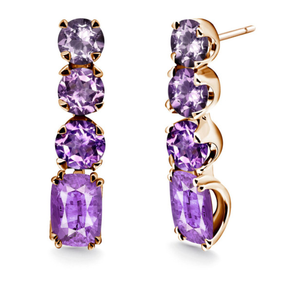 Pendientes Oro Amatista Rainbow - Pendientes Otras Piedras de Colores