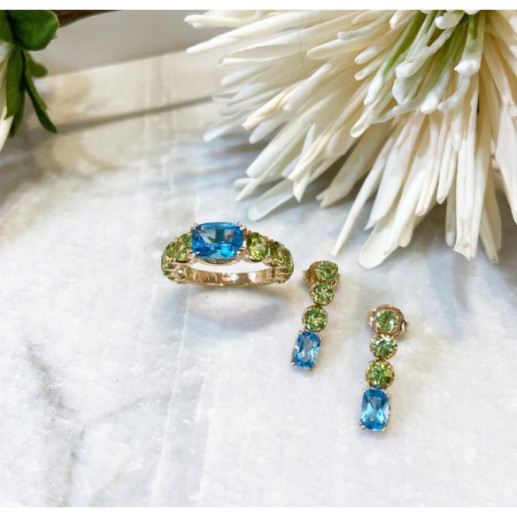 Anillo Topacio Peridoto Rainbow Oro Rosa - Anillos Otras Piedras Preciosas 2