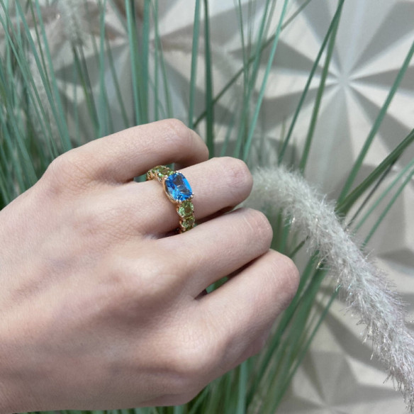 Anillo Topacio Peridoto Rainbow Oro Rosa - Anillos Otras Piedras Preciosas