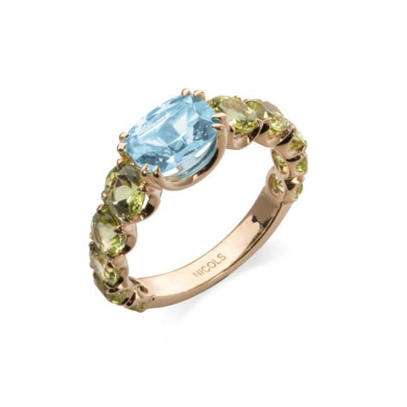Peridot Topaz Gold ring RAINBOW Rosa - Rings other precious stones