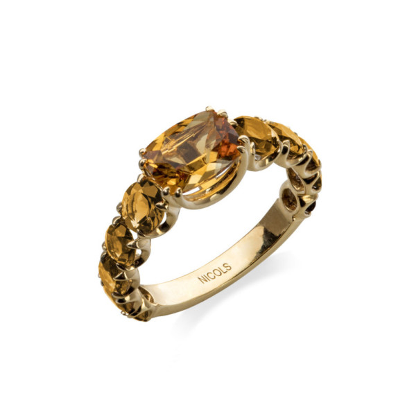 RAINBOW Citrine Yellow Gold Ring - Rings other precious stones