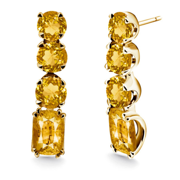 Pendientes Oro Citrino Rainbow - Pendientes Otras Piedras de Colores