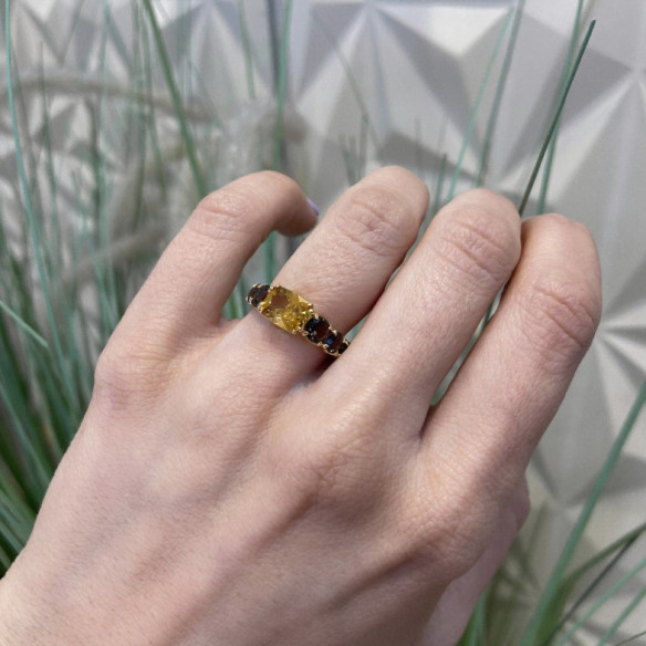Anillo Citrino Cuarzo Fumé Rainbow Oro Amarillo - Anillos Otras Piedras Preciosas