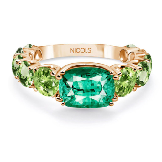Anillo Cuarzo Verde Peridoto Rainbow Oro Rosa - Anillos Otras Piedras Preciosas