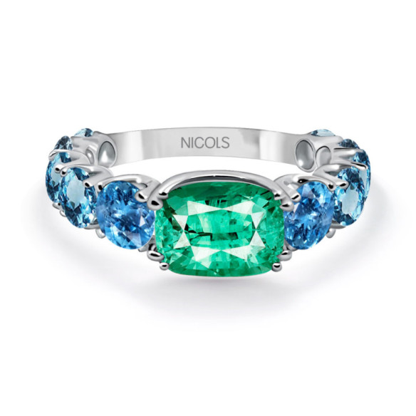 Anillo Cuarzo Verde Topacio Rainbow - Bagues en or blanc
