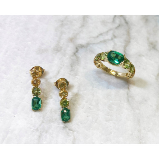 Anillo Cuarzo Verde Peridoto Rainbow - Anillos de Compromiso Verde 2