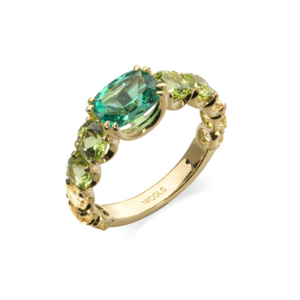 Green Quartz Peridot ring RAINBOW - Green engagement rings