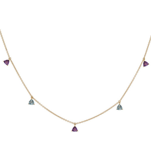Collar Colgantes Piedras Amatista Y Topacio Trillon - Collares de Piedras Azules