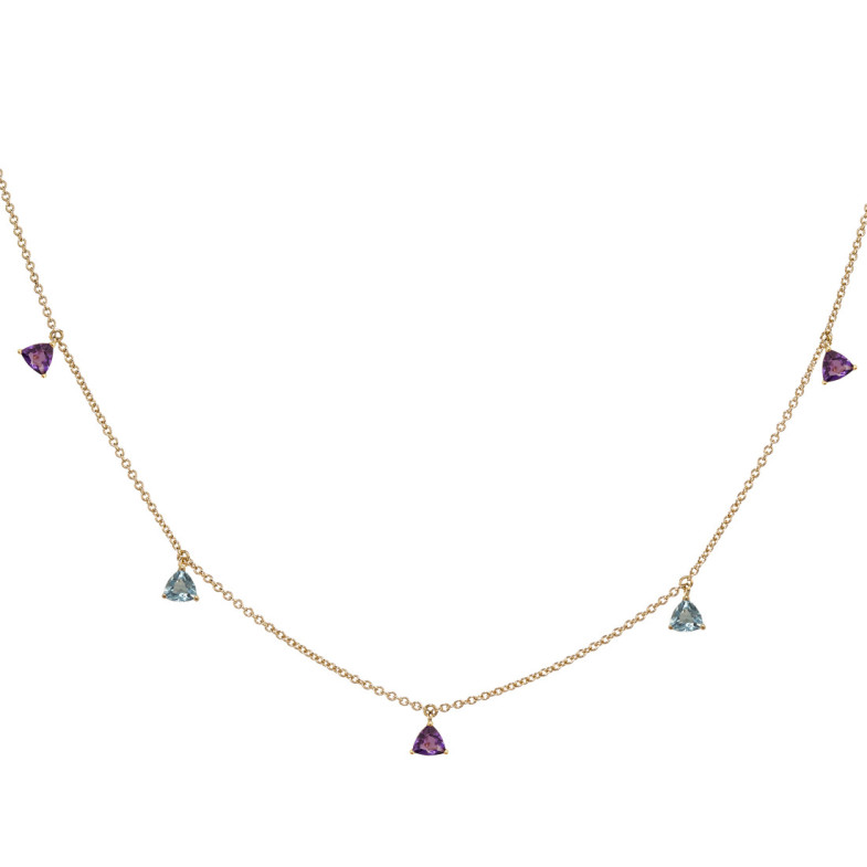 Collar Colgantes Piedras Amatista Y Topacio Trillon - Collares de Piedras Azules