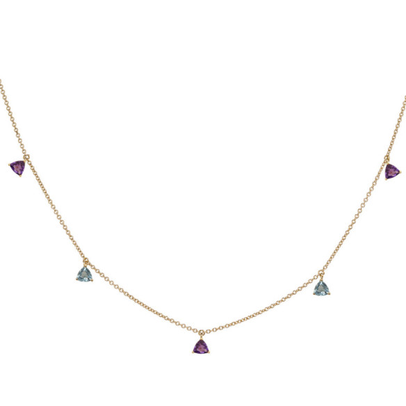 Collar Colgantes Piedras Amatista Y Topacio Trillon - Collares de Piedras Azules