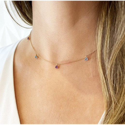 Collar Colgantes Piedras Amatista Y Topacio Trillon - Collares de Piedras Azules 2