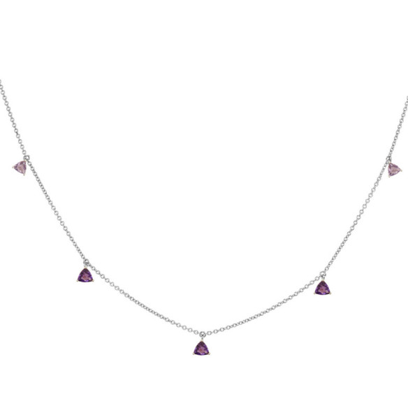 Amethyst Stones Pendants Necklace TRILLON - Necklaces Other Color Stones
