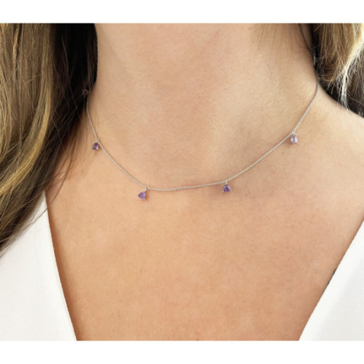 Collar Colgantes Piedras Amatista Trillon - Colares Outras pedras coloridas 2