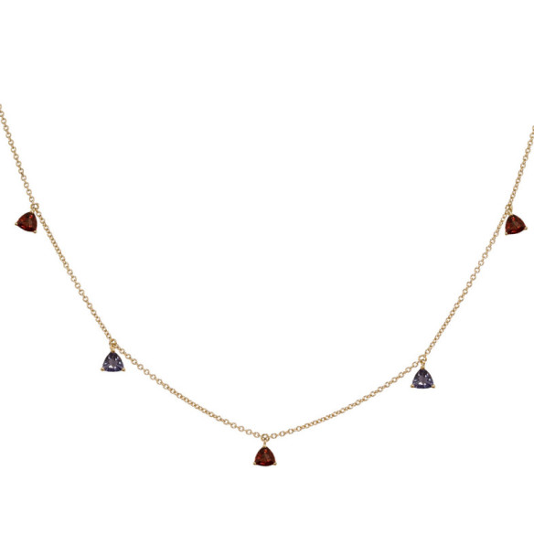 Collar Colgantes Piedras Grante Y Iolita Trillon - Collares de Piedras Rojas