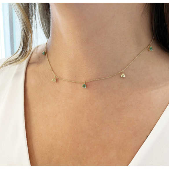 Collar Colgantes Piedras Cuarzo Verde Y Cuarzo Limón Trillon - Grüne Steinketten