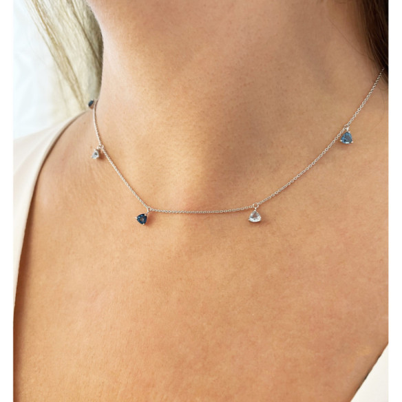 Collar Colgantes Topacio Azul Trillon - Colliers de pierres bleues
