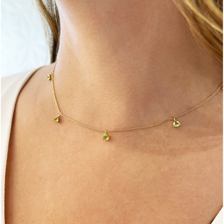 Collar Colgantes Piedras Peridoto Verde Trillon - Collares de Piedras Verdes