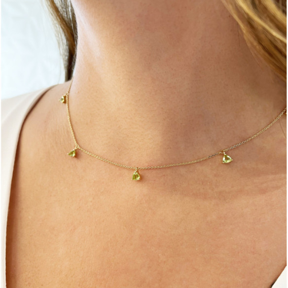 Collar Colgantes Piedras Peridoto Verde Trillon - Collares de Piedras Verdes