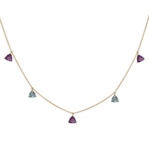 Collar Colgantes Piedras Amatista Y Topacio Trillon - Colares de pedras azuis