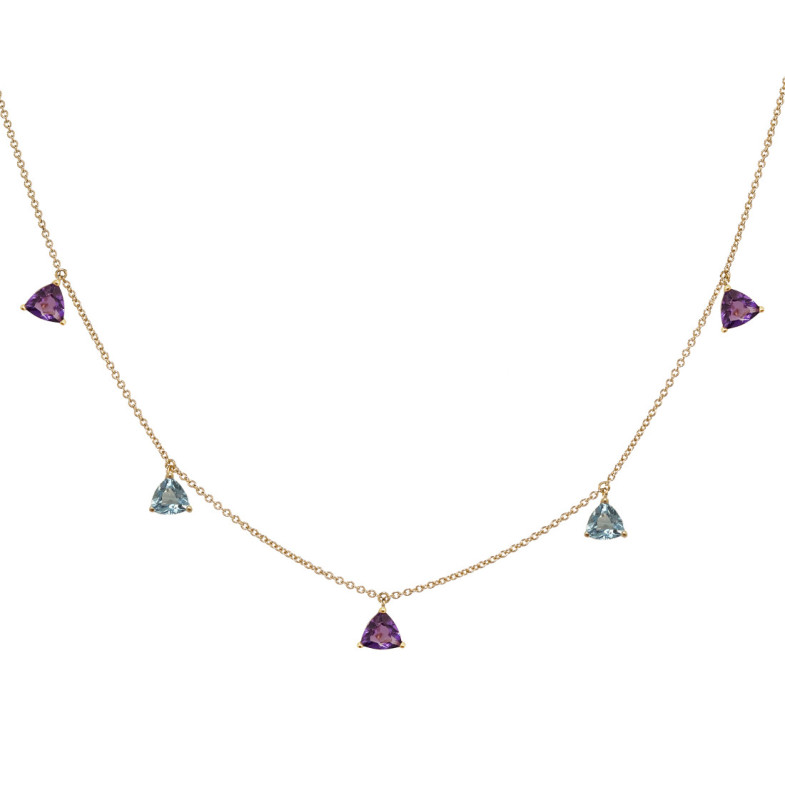Collar Colgantes Piedras Amatista Y Topacio Trillon - Colares de pedras azuis