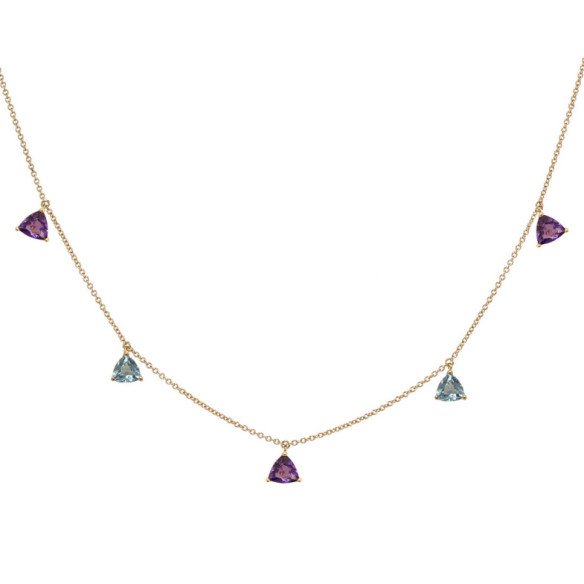 Pendenti Collar Amethyst Stones e Topaz Trillon - Collane di pietre blu
