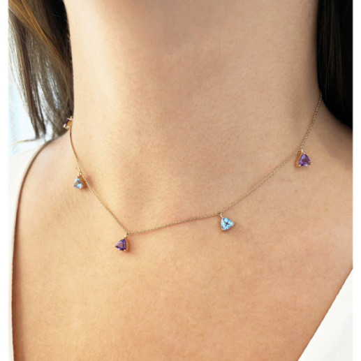 Pendenti Collar Amethyst Stones e Topaz Trillon - Collane di pietre blu 2