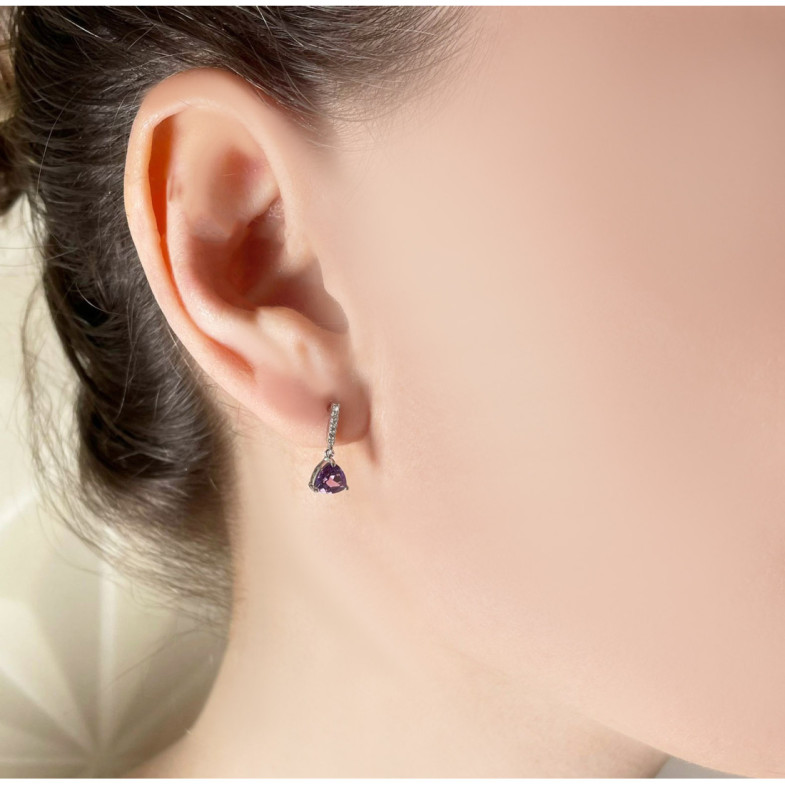 Amethyst and Diamond Earrings TRILLON - Colored Gemstone Earrings