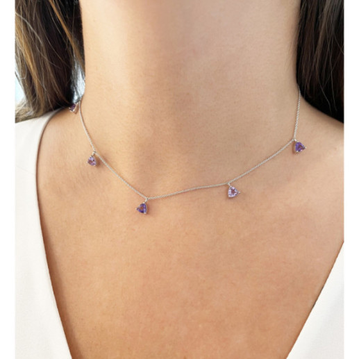 Amethyst Stones Pendants Necklace TRILLON - Necklaces Other Color Stones 2
