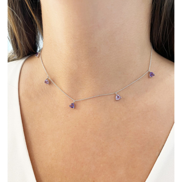Amethyst Stones Pendants Necklace TRILLON - Necklaces Other Color Stones