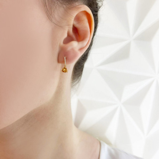 Pendientes Citrino Y Diamantes Trillon - Pendientes Otras Piedras de Colores 2