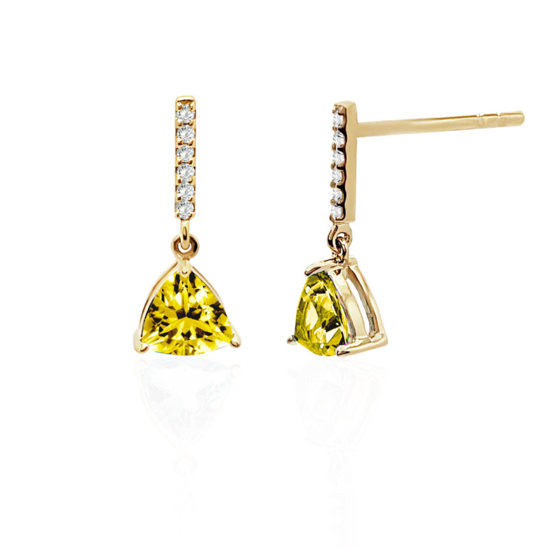 Pendientes Cuarzo Limón Y Diamantes Trillon - Pendientes Otras Piedras de Colores